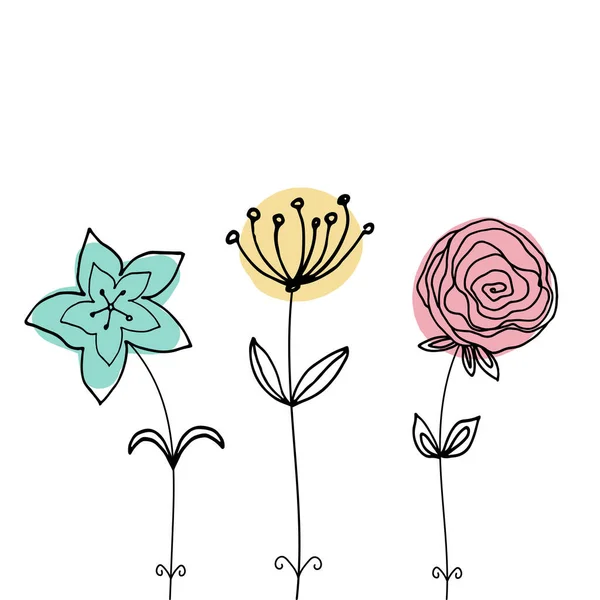 Doodle tarzı çiçekler. Tatil ve baharın havasını yaratıyorlar. Kartpostalları süslemek için uygun.