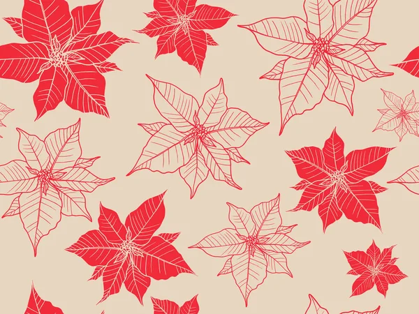 Feliz Padrão Natal Com Poinsettia Ilustração Moderna Sobre Fundo Branco — Vetor de Stock