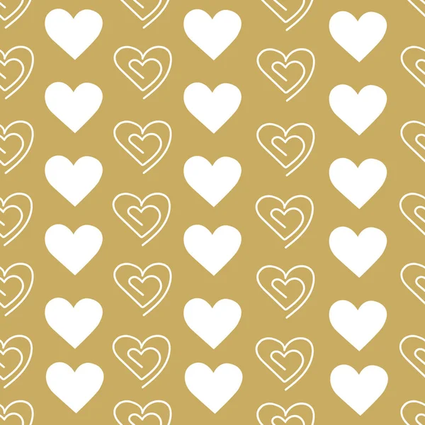 Patrón Corazones Blancos Sobre Fondo Dorado Adecuado Para Decoración Del — Vector de stock