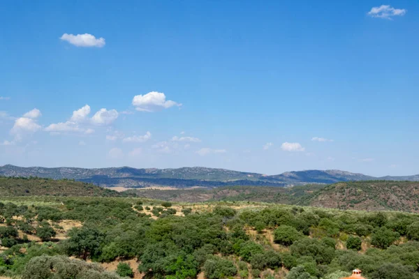 Výhled Přírodní Park Monfrage Cceres Vesnice Higuera Albarat — Stock fotografie