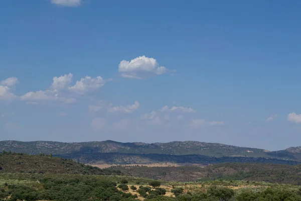 Výhled Přírodní Park Monfrage Cceres Vesnice Higuera Albarat — Stock fotografie