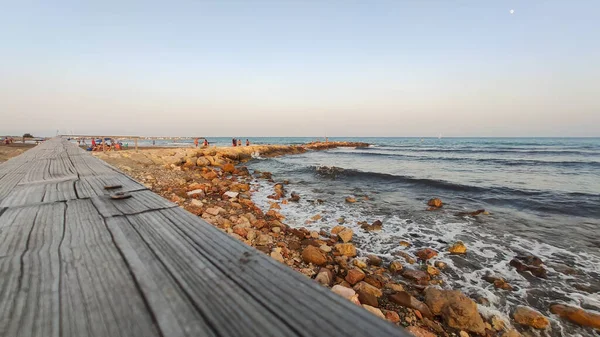 Pláži Torrenostra Castellonu Můžeme Vidět Středozemní Moře — Stock fotografie