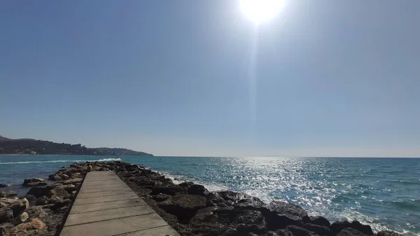 Plaża Torre San Vicente Benicasim Castellon Widzimy Morze Śródziemne — Zdjęcie stockowe