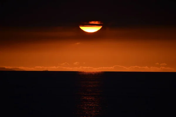 Sunset Tapia Casariego Asturias Can See How Sun Falling Hiding — Stock Photo, Image