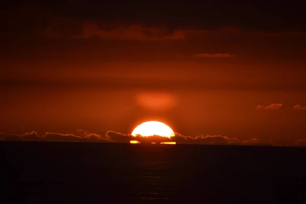 Sunset Tapia Casariego Asturias Can See How Sun Falling Hiding — Stock Photo, Image