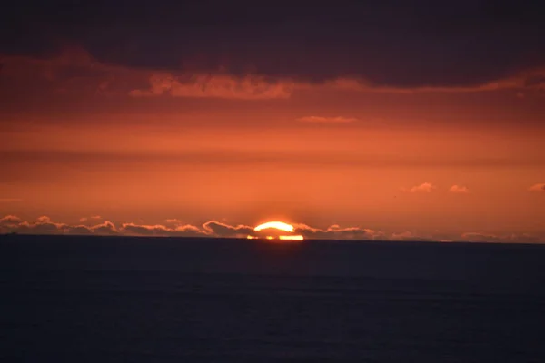 Sunset Tapia Casariego Asturias Can See How Sun Falling Hiding — Stock Photo, Image