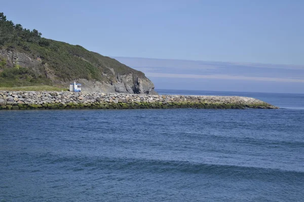 Plage Navia Dans Les Asturies Côté Mer Cantabrique Rivière — Photo