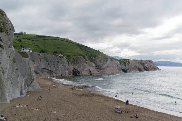 Vue Sur Mer Cantabrique Nature Verdoyante Dans Pays Basque Zumaia — Photo