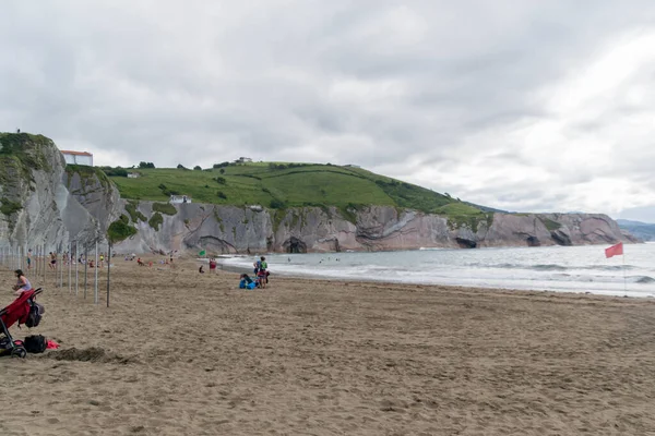 Vue Sur Mer Cantabrique Nature Verdoyante Dans Pays Basque Zumaia — Photo