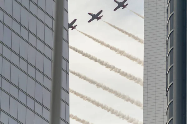 Mostra Della Parata Aerea Che Svolge Nelle Strade Madrid Spagna — Foto Stock