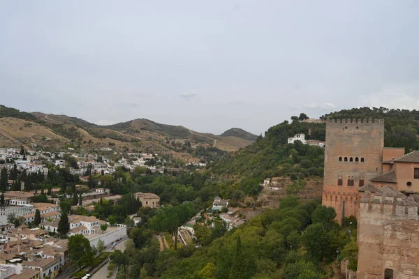 Mirador San Nicolas Surplombant Alhambra Grenade Andalousie Nous Pouvons Également — Photo