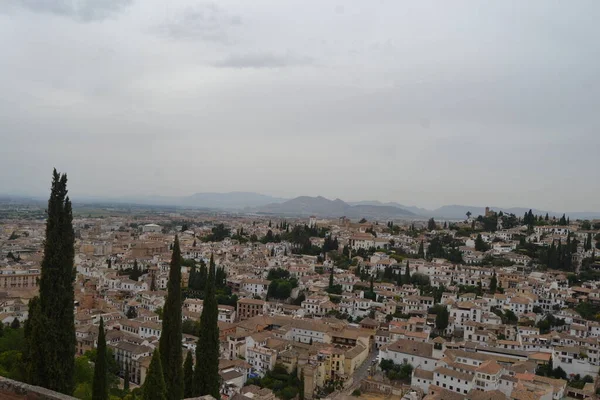 Mirador San Nicolas Med Utsikt Över Alhambra Granada Andalusien Kan — Stockfoto