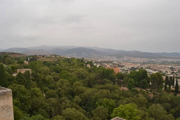 Mirador San Nicolas Med Utsikt Över Alhambra Granada Andalusien Kan — Stockfoto