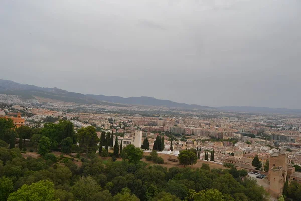Мірадор Сан Ніколас Дивиться Альгамбру Гранаді Андалусія Також Бачимо Піко — стокове фото