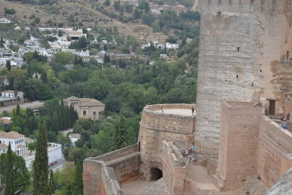 Mirador San Nicolas Granada Endülüs Teki Alhambra Bakıyor Sierra Nevada — Stok fotoğraf