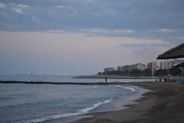 Pláž Benicssim Posledních Hodinách Světla Castelln Španělsko — Stock fotografie