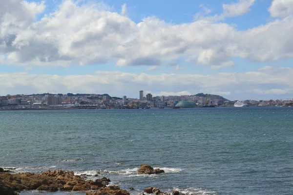 Isla Santa Cruz Uma Ilha Espanhola Província Corua Localizada Frente — Fotografia de Stock