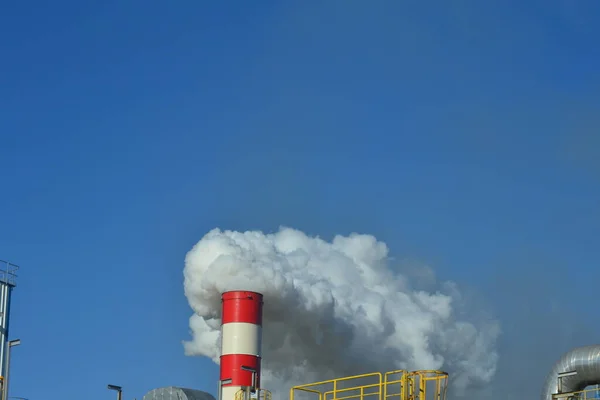 Fumaça Saindo Das Torres Das Chaminés Fábrica Abrzuza Abartzuza Navarra — Fotografia de Stock