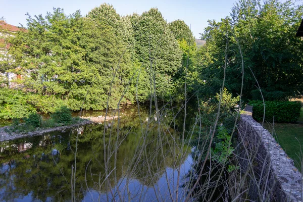 Paisagem Elizondo Navarra Com Rio Baztn Elizondo Uma Cidade Comunidade — Fotografia de Stock