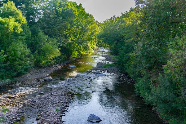 Die Landschaft Von Elizondo Navarra Mit Dem Fluss Baztn Elizondo — Stockfoto