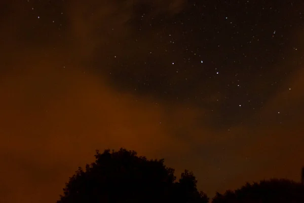 Starry night with the Big Dipper in the Baztn Valley and the municipality of Elizondo, in Navarra, Spain