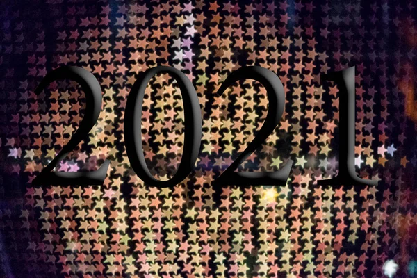 Text Mit Der Jahreszahl 2021 Mit Einem Hintergrund Aus Leuchtend — Stockfoto