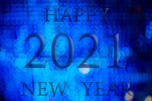 Happy New Year 2021 Background Bokeh Effect Christmas Lights Different — Stock Photo, Image