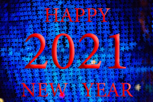 Happy New Year 2021 Background Bokeh Effect Christmas Lights Different — Stock Photo, Image