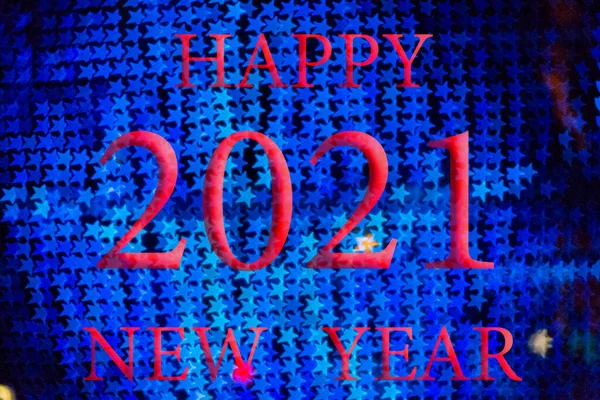 Happy New Year 2021 Background Bokeh Effect Christmas Lights Different — Stock Photo, Image