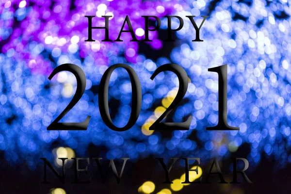 Felice Anno Nuovo 2021 Sfondo Con Effetto Bokeh Con Luci — Foto Stock