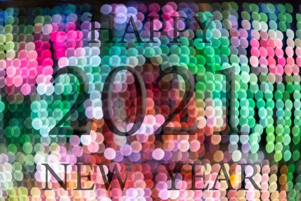 Happy New Year 2021 Background Bokeh Effect Christmas Lights Black — Stock Photo, Image