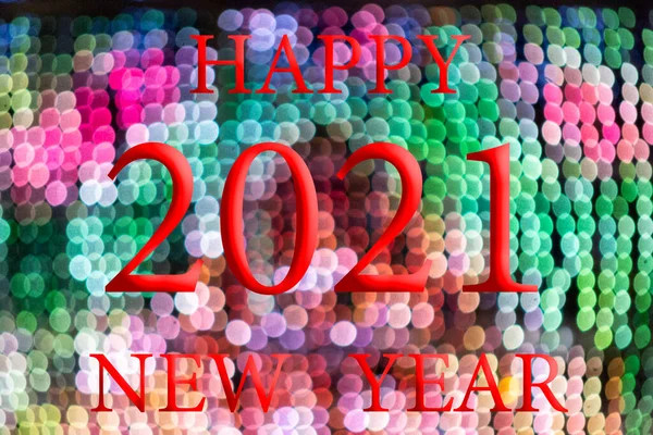 Happy New Year 2021 Background Bokeh Effect Christmas Lights Different — Stock Photo, Image