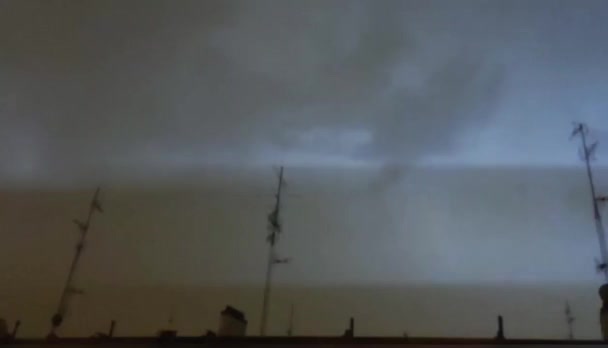 Rays Illuminate Sky Madrid Stormy Night Spain — Stock Video