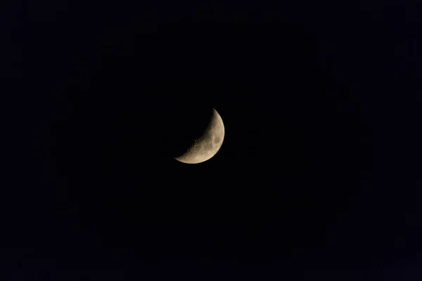 Crescent Moon Sky Madrid Spain January 2024 Wolf Moon — 图库照片