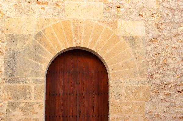 Fachada Pedra Com Porta Madeira Arco Pedra Arquitetura Popular Ilha — Fotografia de Stock