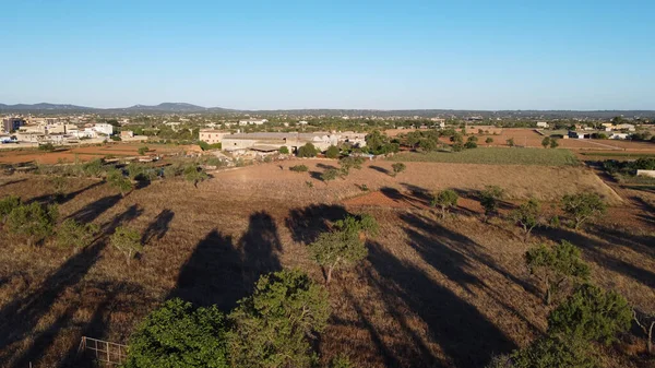 Vista Aérea Del Pueblo Campos Atardecer Día Soleado Isla Mallorca — Foto de Stock