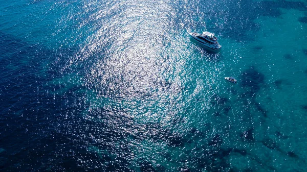 Flygfoto Över Medelhavet Och Yachter Balearerna Spanien — Stockfoto