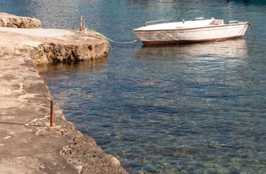 Tipik Majorcan noats demirli Cala Figuera Limanı. Mallorca Adası, Akdeniz, İspanya