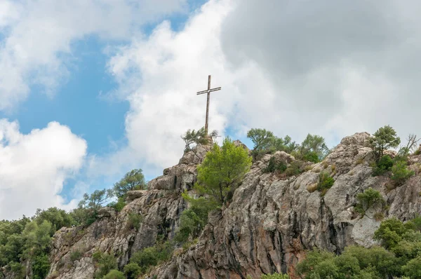 Iron cross from the mountain of the Christian Monastery of Lluc, island of Mallorca, Spain