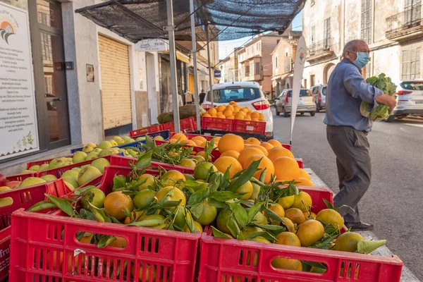 Campos Isole Baleari Spagna Ottobre 2020 Banco Frutta Strada Con — Foto Stock