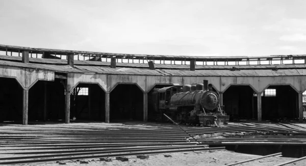 Imagem Preto Branco Antigo Comboio Tiro Museu Livre Antiga Estação — Fotografia de Stock