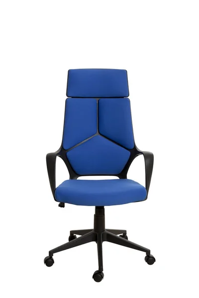 Framsida Modern Kontorsstol Tillverkad Svart Plast Klädda Med Royal Blå — Stockfoto