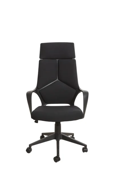 Vooraanzicht Van Een Moderne Bureaustoel Gemaakt Van Zwart Kunststof Bekleed — Stockfoto