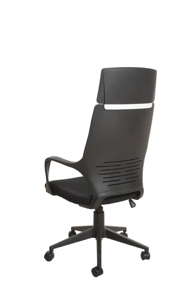 Vue Arrière Une Chaise Bureau Moderne Plastique Noir Tapissée Textile — Photo