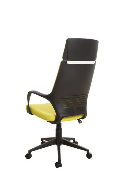 Back Side View Modern Office Chair Made Black Plastic Upholstered — Stock Photo, Image