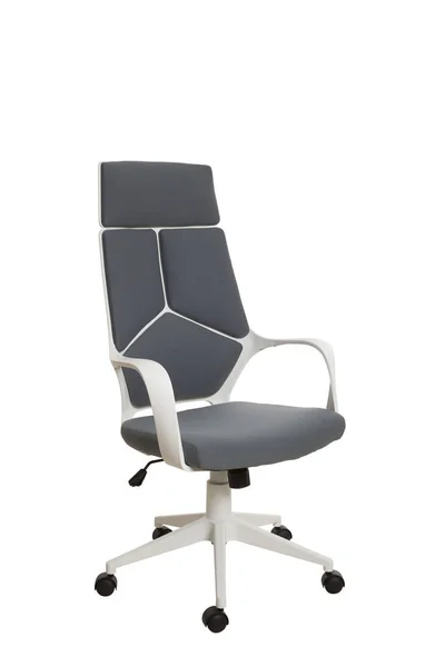 Vue Des Trois Quarts Une Chaise Bureau Moderne Plastique Blanc — Photo