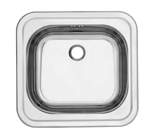 Ansicht einer leeren Spüle Geschirr isoliert auf weiß mit Clipping-Pfad — Stockfoto