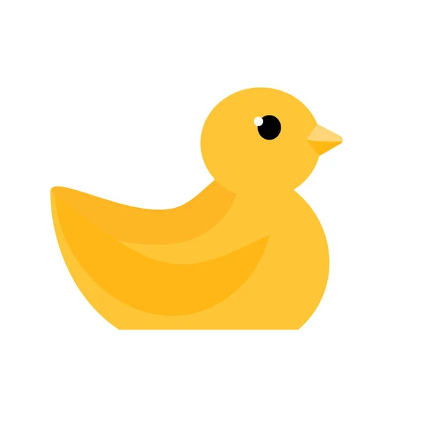 Καουτσούκ Duck παιχνίδι επίπεδη εικόνα. Χαριτωμένο μπάνιο μωρού toy σιλουέτα. Εικονογράφηση διάνυσμα — Διανυσματικό Αρχείο