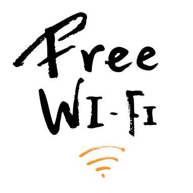 ücretsiz wi-fi grunge yazı işareti nokta. Sarı simge vektör tipografi poster