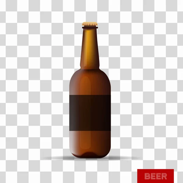 Plastik şeffaf arka plan afiş için şişe bira — Stok Vektör